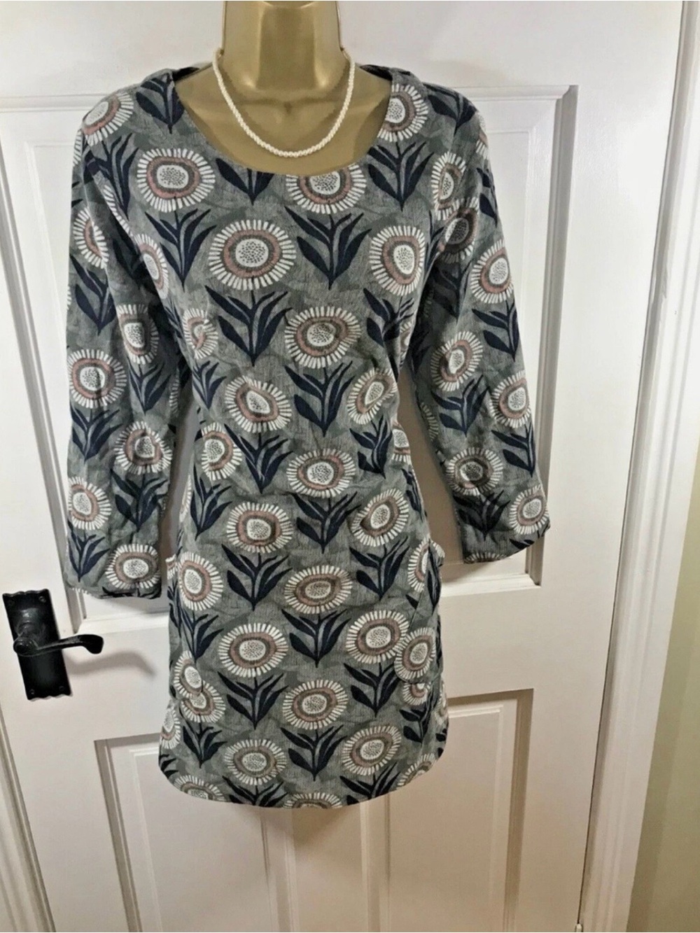 Brakeburn Women's Corduroy Abstract Floral Lined Dress Size 12 With Pockets